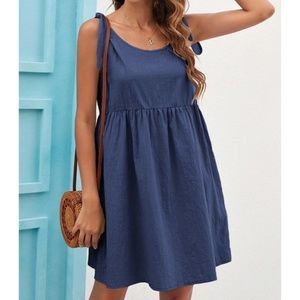 NWT Anthropologie Hutch Tie Shoulder Chambray Flare Dress Size XL